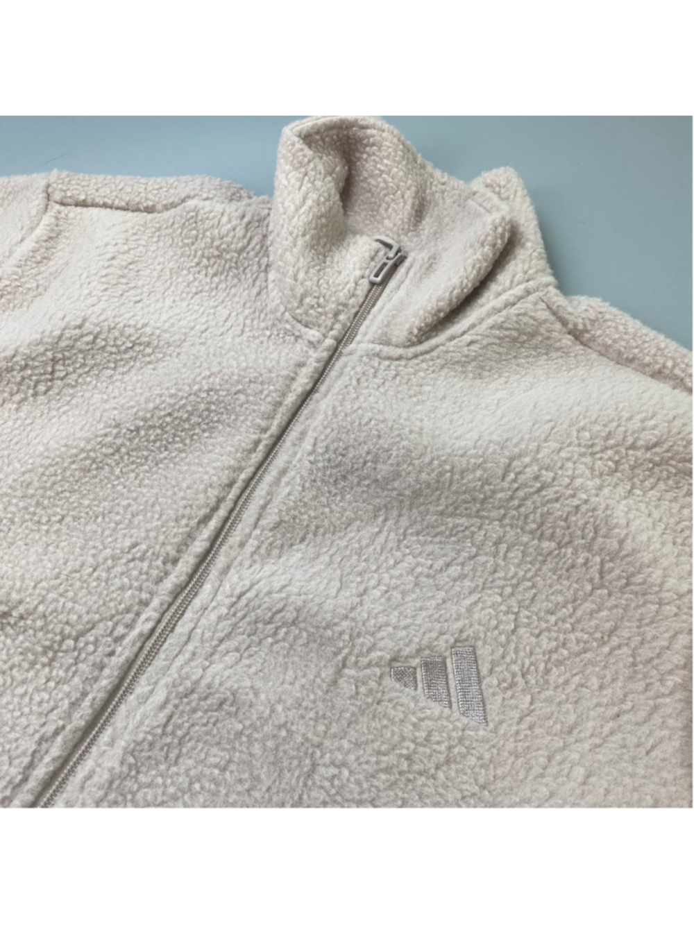 Adidas Fleece Jacket XL Pink Beige NEW Boxy Athleisure Sporty Casual Neutral